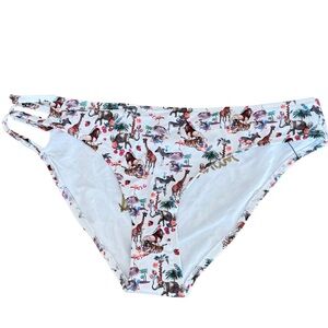 SAM EDELMAN Swim Bottom Pool Animals Print Size Large White NWT